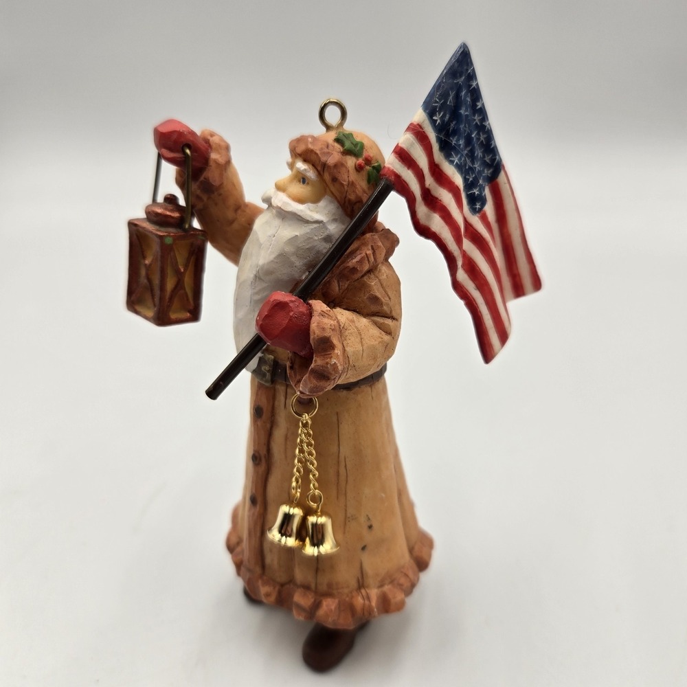 Hallmark "Patriotic‎ Santa" Keepsake Ornament Santa with American Flag & Lantern